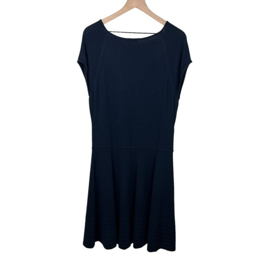 Eliza J Womens Navy Blue Cap Sleeve Scoop Neck A Line Sweater Dress Large‎